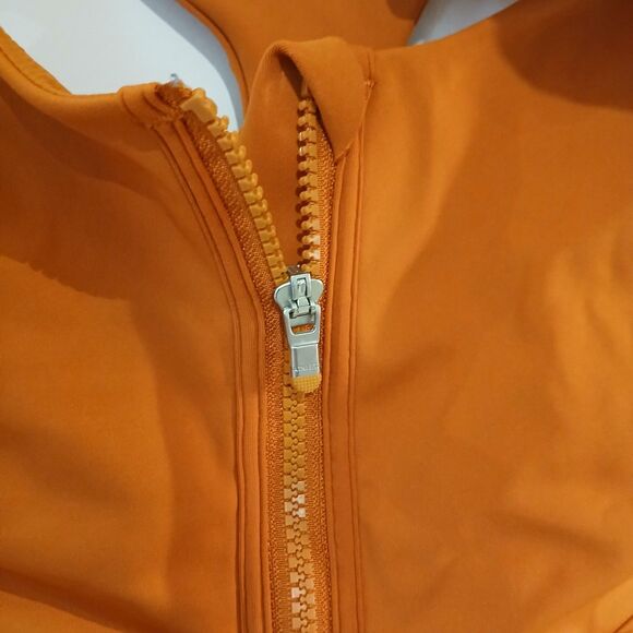 Athleta Ultimate Zip Front Sports Bra Size Medium Orange - Picture 6 of 7